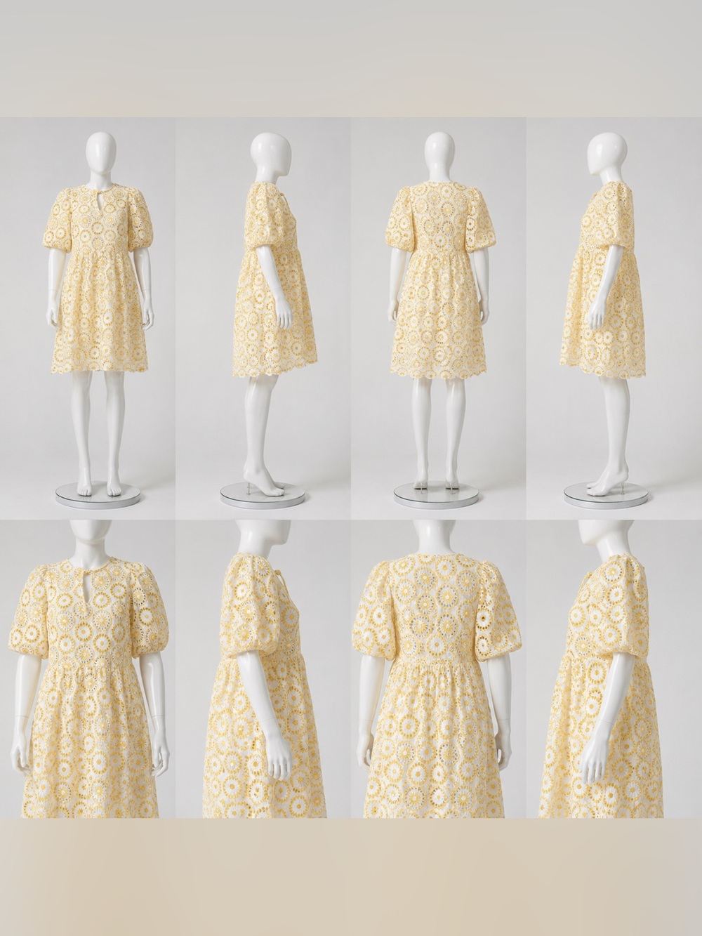 Barbour White Yellow Eyelet Embroidered Midi Dress Floral Cottagecore Boho US 8 - Picture 13 of 13